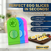 2-in-1 Egg Cutter & Slicer – Boiled Egg Slicing Machine with Stainless Steel Cutting Wires, Kitchen Cooking Tool | Random Color