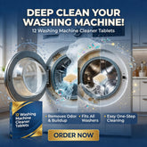 Washing Machine Cleaner Tablets – 12 Tablet | Deep Cleaning & Deodorizing for Front Load, Top Load & HE Washers