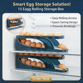 15 Egg Storage Box Rolling Design Space Saving PP Refrigerator Organizer Multi Layer Egg Holder| Random Colour