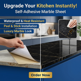 Self-Adhesive Kitchen Marble Sheet – Waterproof & Heat Resistant Wall Sticker for Kitchen, Bathroom & Living Room | Anti-Oil Black Marble Wallpaper (60 × 200 cm)