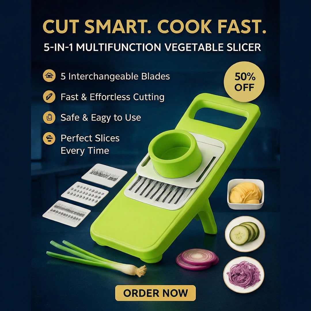 5in1 Vegetable Cutter | Multifunctional Stainless Steel Vegetable Cutter & Slicer | Kitchen Tool