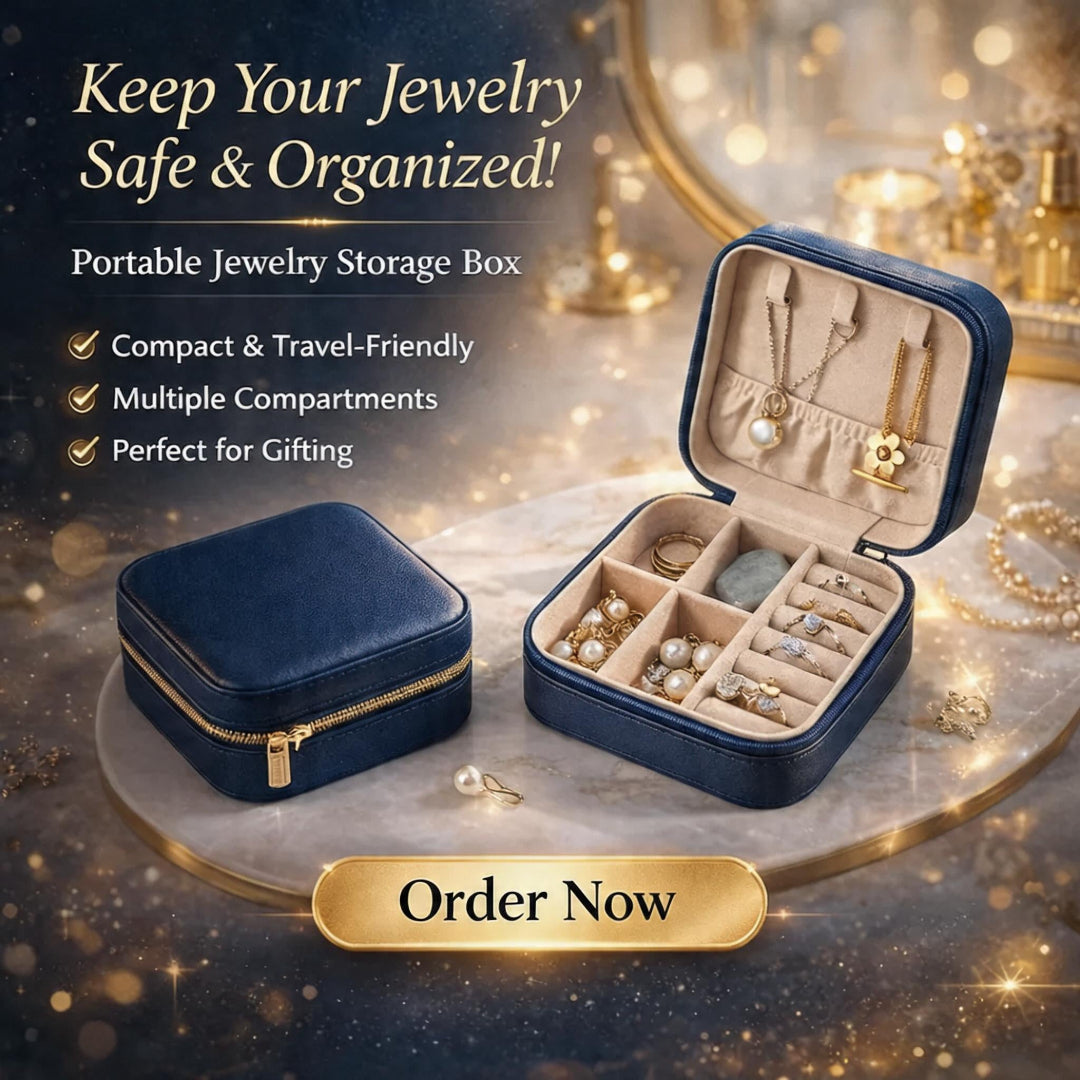 Portable Jewelry Storage Box | Leather Organizer | Travel Case | Multipurpose Gift Box for Jewellery & Hair Accessories (Random Colour)
