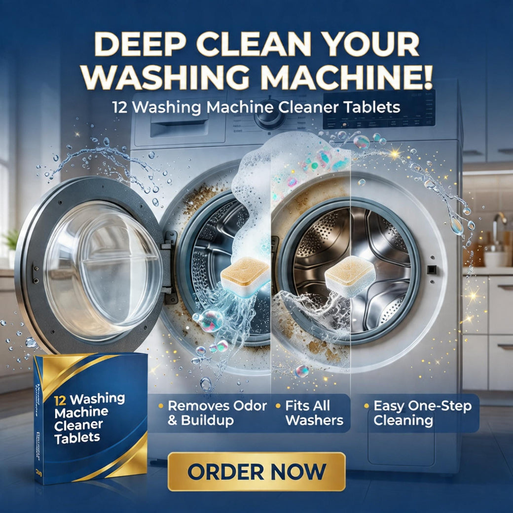 Washing Machine Cleaner Tablets – 12 Tablet | Deep Cleaning & Deodorizing for Front Load, Top Load & HE Washers